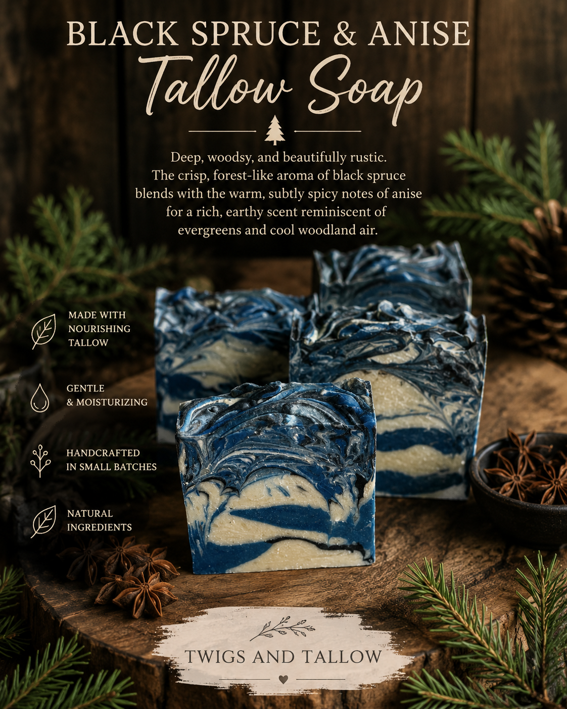 Tallow Black Spruce Anise Soap