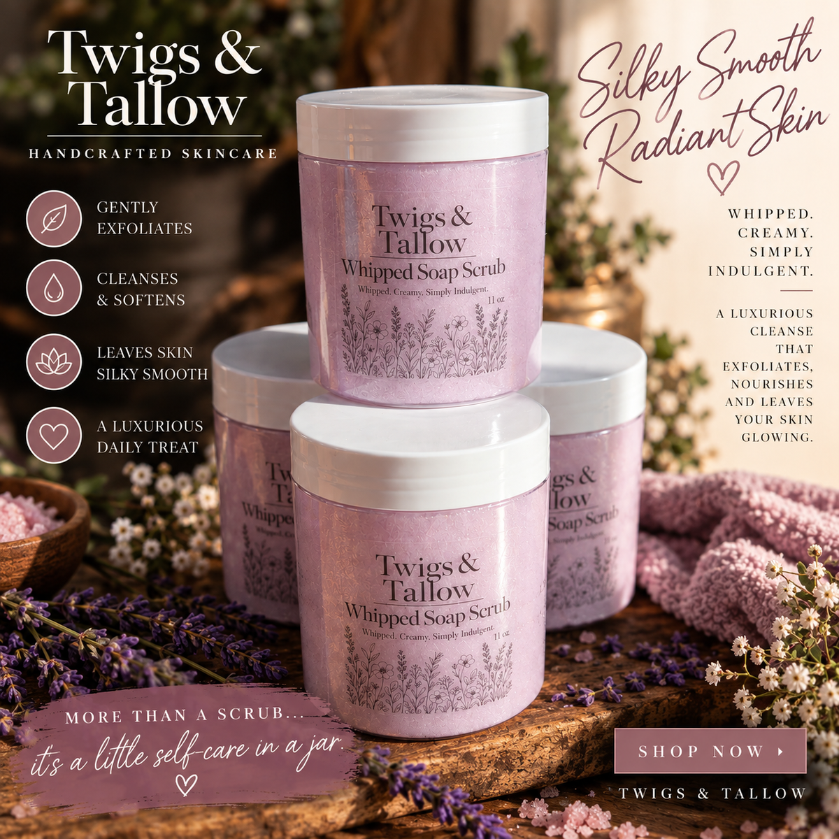 Lavender Chamomile Whipped Soap Scrub