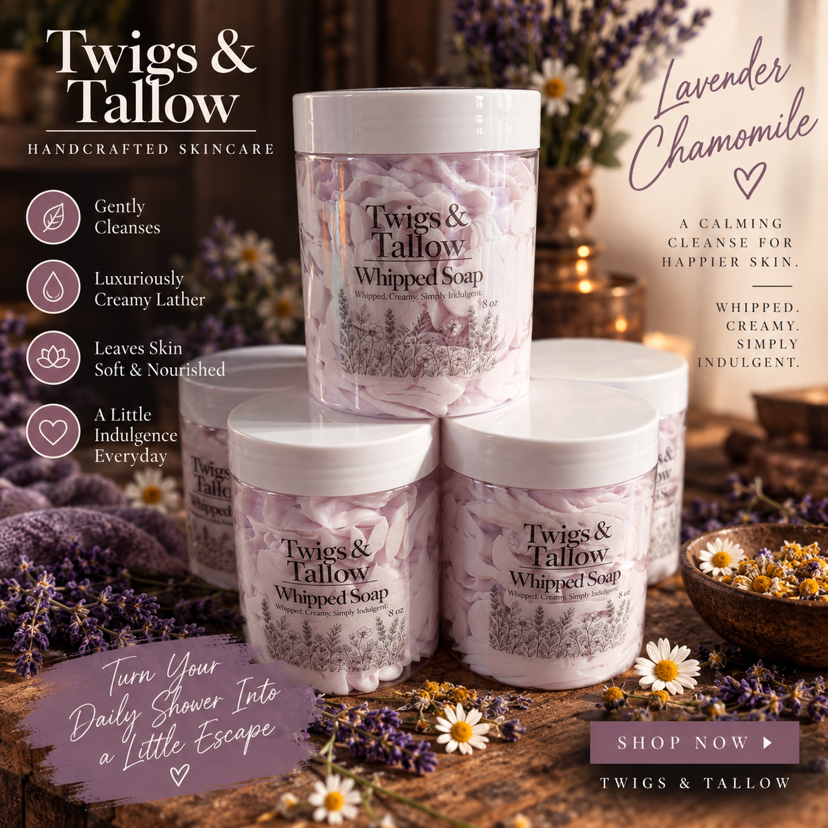 Lavender Chamomile Whipped Soap